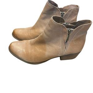 Lucky Brand Brenon size 8.5 zipper side booties brown tan